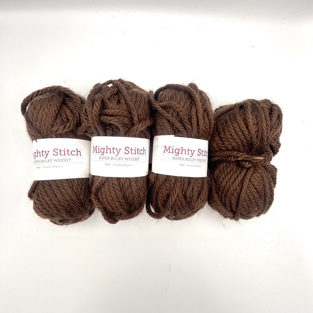 Knit Picks Mighty Stitch Super Bulky Yarn Bark Brown 4 Skeins 176yds Wool Blend